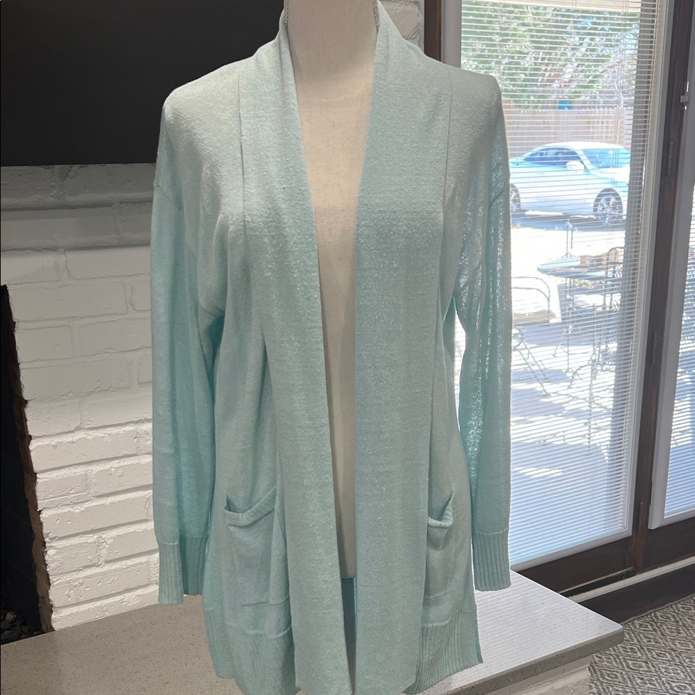 Talbots Aqua Blue Open Cardigan
